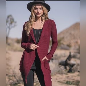 NWT Nomads ORGANIC Cotton Hemp Knit Avalon Cardigan fall sweater Burgundy Small
